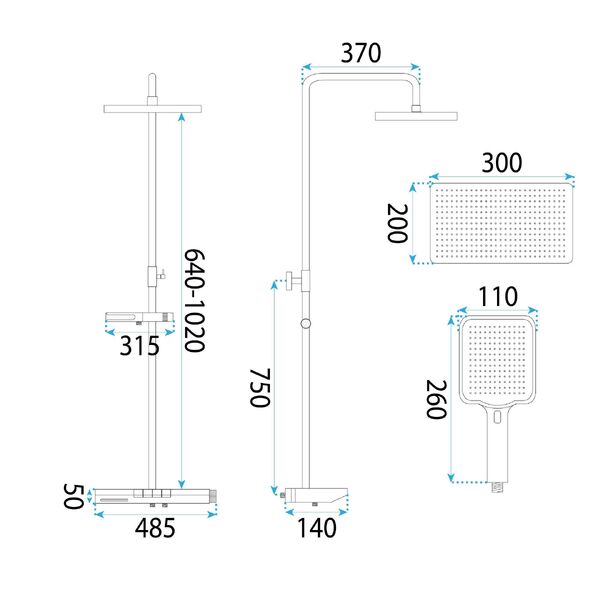 Doplňující obrázek k produktu Sprchový systém s termostatem REA Pedro černá