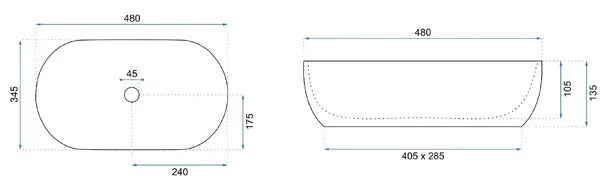 Doplňující obrázek k produktu Umyvadlo na desku REA Amelia Kallisto 48