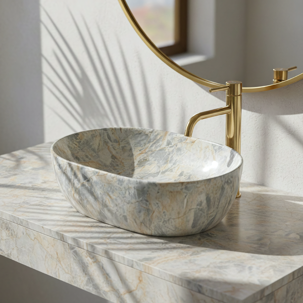 Doplňující obrázek k produktu Umyvadlo na desku REA Amelia Ruststone 48