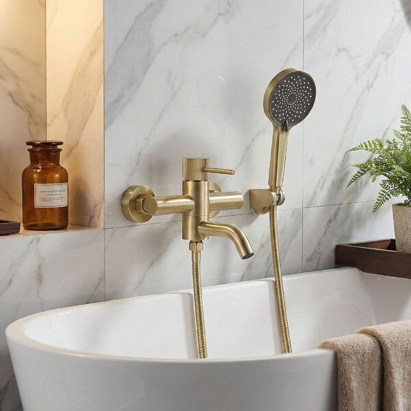 Doplňující obrázek k produktu Vanová baterie Rea Lungo Stripe Gold  Brush