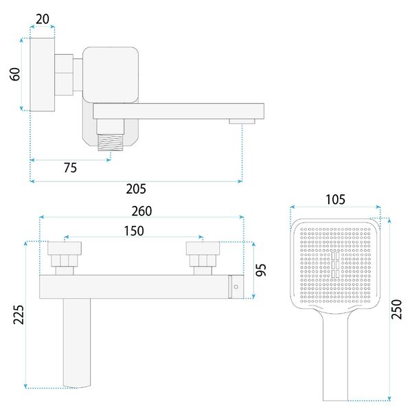 Doplňující obrázek k produktu Vanová baterie se sklopným výtokem Rea Arlo Black
