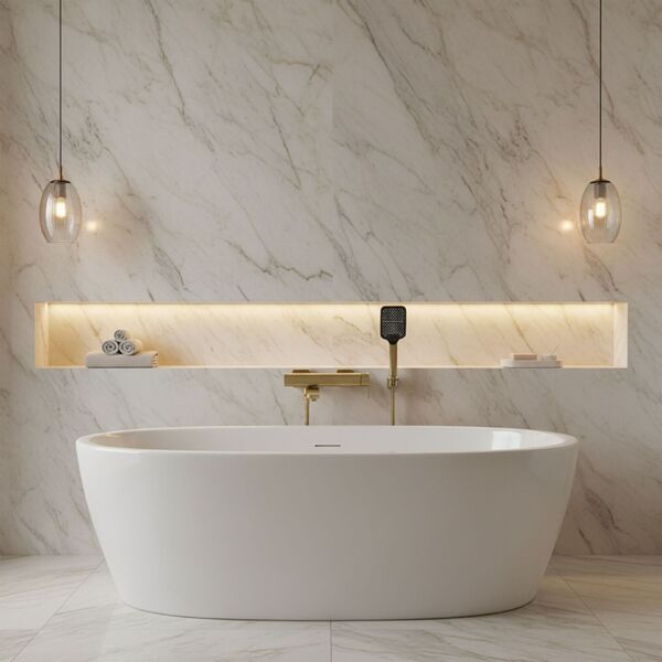 Doplňující obrázek k produktu Vanová baterie se sklopným výtokem Rea Arlo Gold Brush