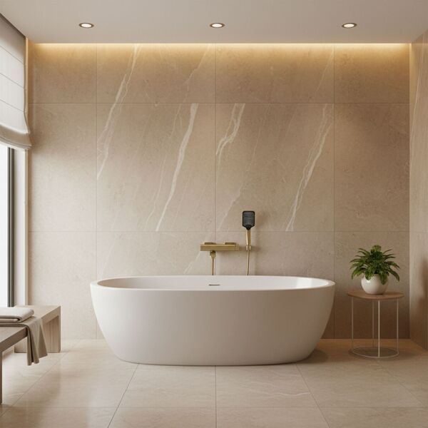 Doplňující obrázek k produktu Vanová baterie se sklopným výtokem Rea Arlo Gold Brush