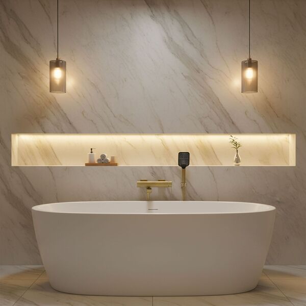 Doplňující obrázek k produktu Vanová baterie se sklopným výtokem Rea Arlo Gold Brush