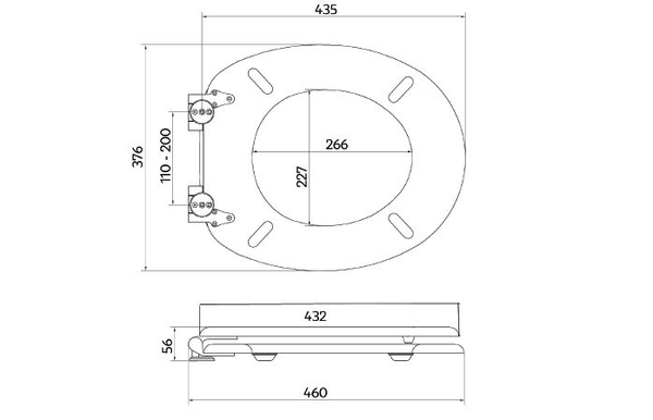 Doplňující obrázek k produktu WC prkénko Glacera MDF mahagon - rozměry